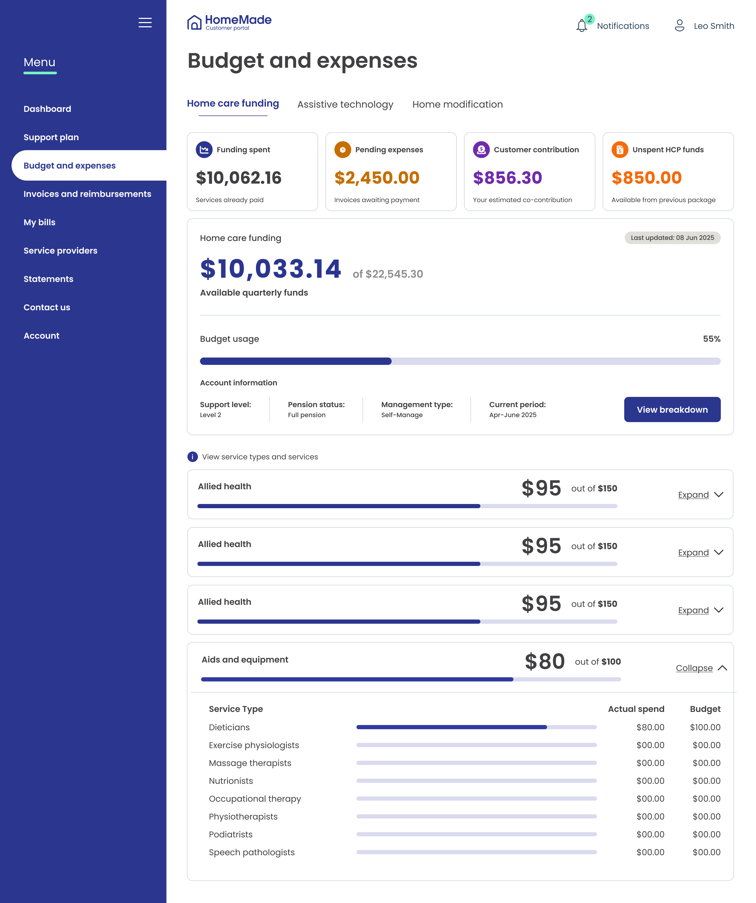 Close-up of the launch MVP funding and pending-expense summary