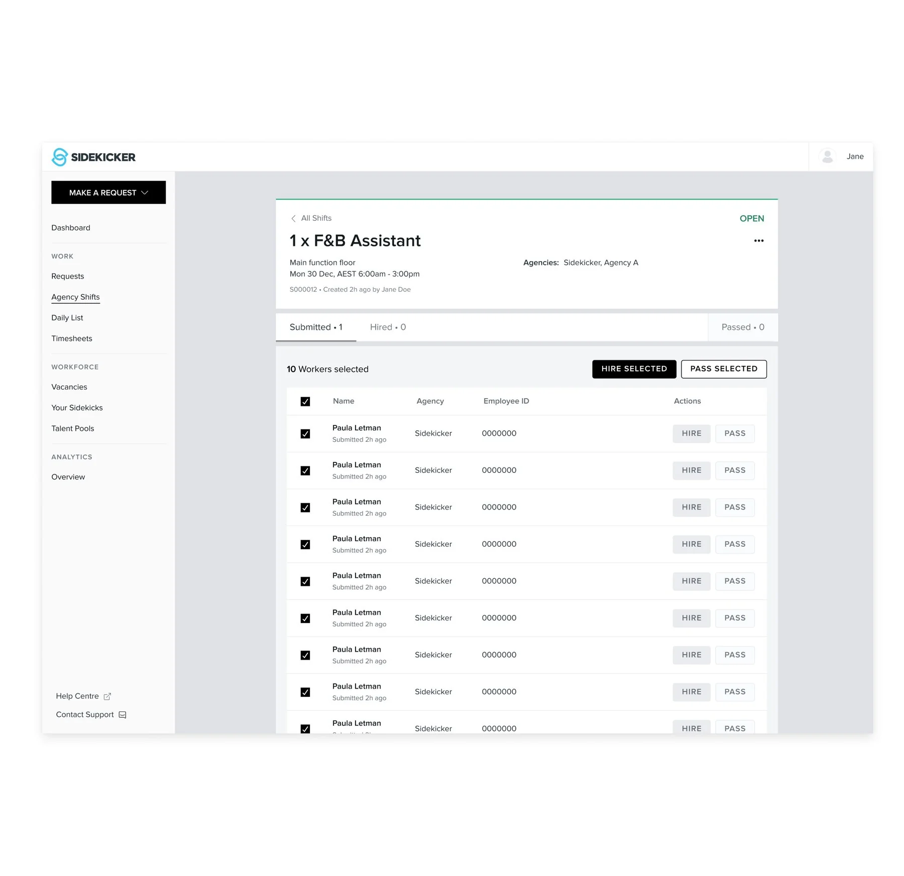 The final shipped bulk-action design, a hybrid of both tested options