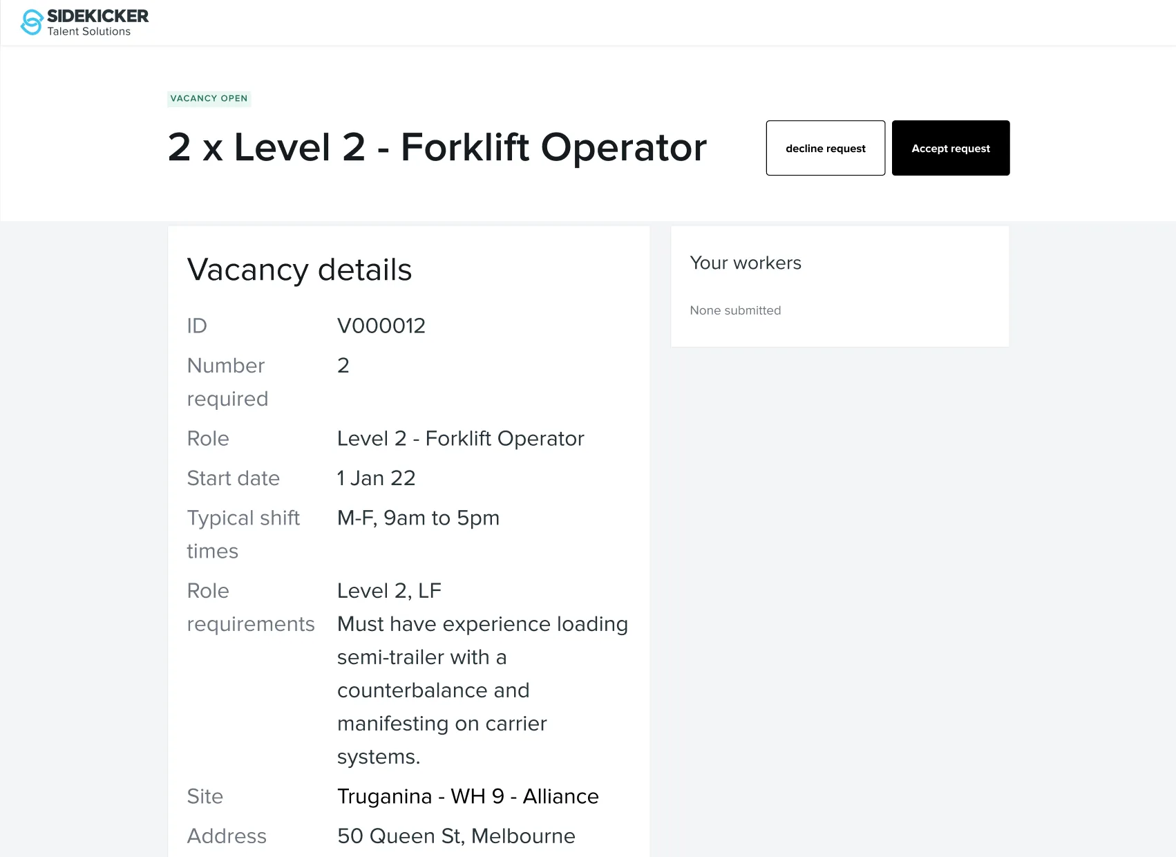 Request Details in the MVP: a flat information layout