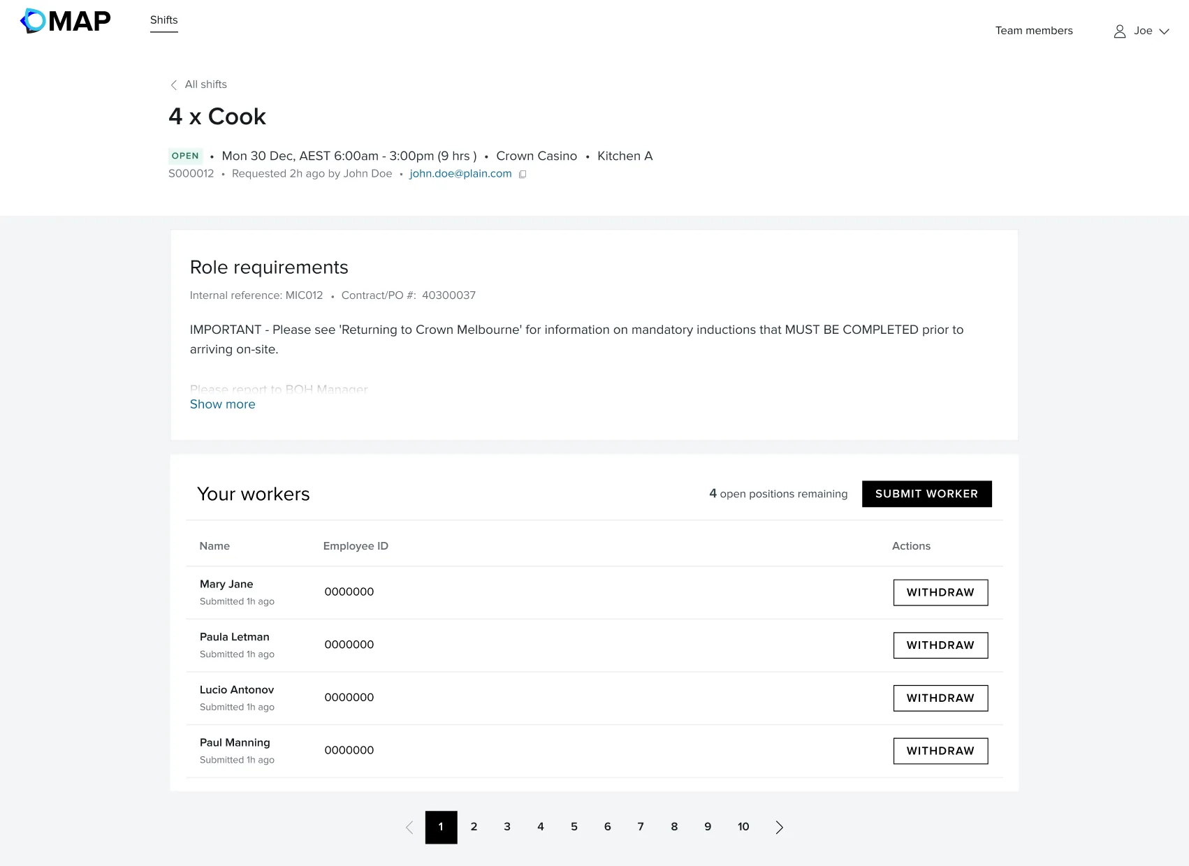 Request Details refined: larger, collapsible role requirements